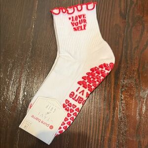 Love yourself! Pure Barre White Socks with Red Heart Grip♥️♥️